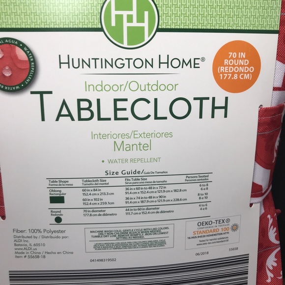 Huntington Home Tablecloth 70” Indoor/Outdoor NWT - Picture 7 of 8